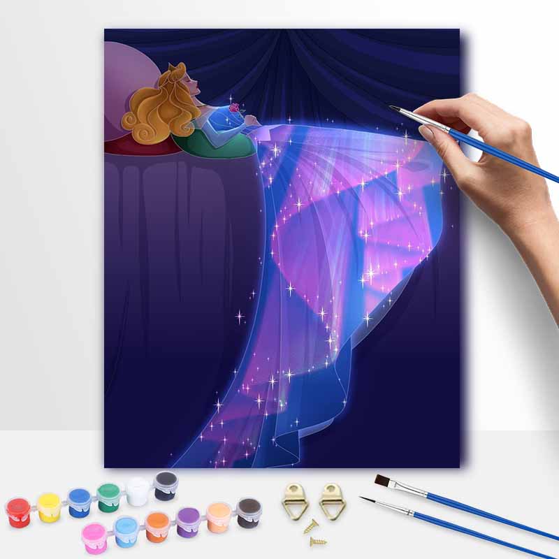 Disney Sleeping Beauty Oil Art Painting Kit Home Wall Decor Handmade Gift Sleeping Princess Aurora Fantasy Bedtime Bedroom Canvas Art 20x30cm