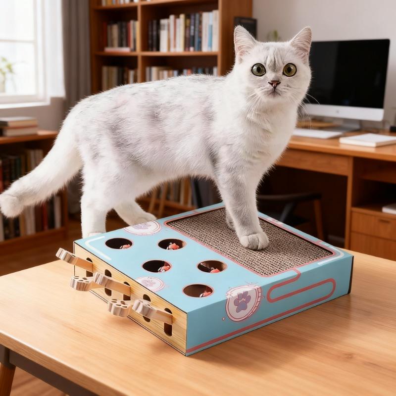 Cat Toy Whack-a-Mole Cat Scratching Board Toy Grinding Claw Rest Play Funny CatInteractive Multifunctional Cat Supplies