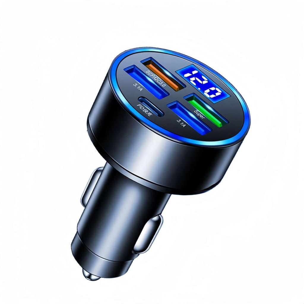 66W Multi-Port Fast Car Charger with Digital Display