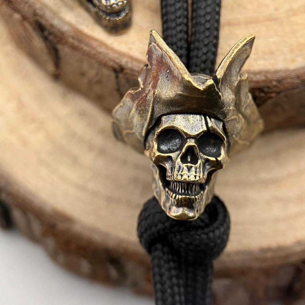 Skeleton Captain The Cowboy Hat Brass Knife Bead EDC Outdoor DIY Accessories Woven Lanyard Pendant Jewelry Punk Bracelet Charms