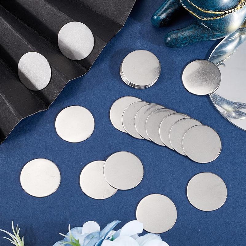 M-Modern-40 Pieces Stainless Steel Printed Blank Discs Bulk DIY Jewelry Craft Name Tags Necklace Earrings Engraving Supplie