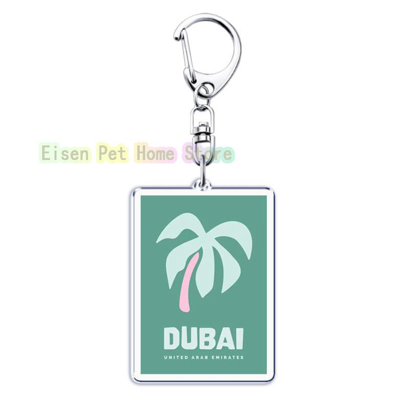 Classic Dubai City Travel Keychains Dxb Airport Tickets Key Chain Ring for Bag Hero Pendant Keyring Jewelry Fans Gifts