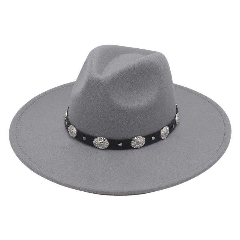 

Add A Large-Brimmed Felt Top Hat, Foreign Tradenew Jazz Hat, Gentleman And Lady , European And American Style Metal Sheet Hat adult (57-62cm) світло-сірого кольору