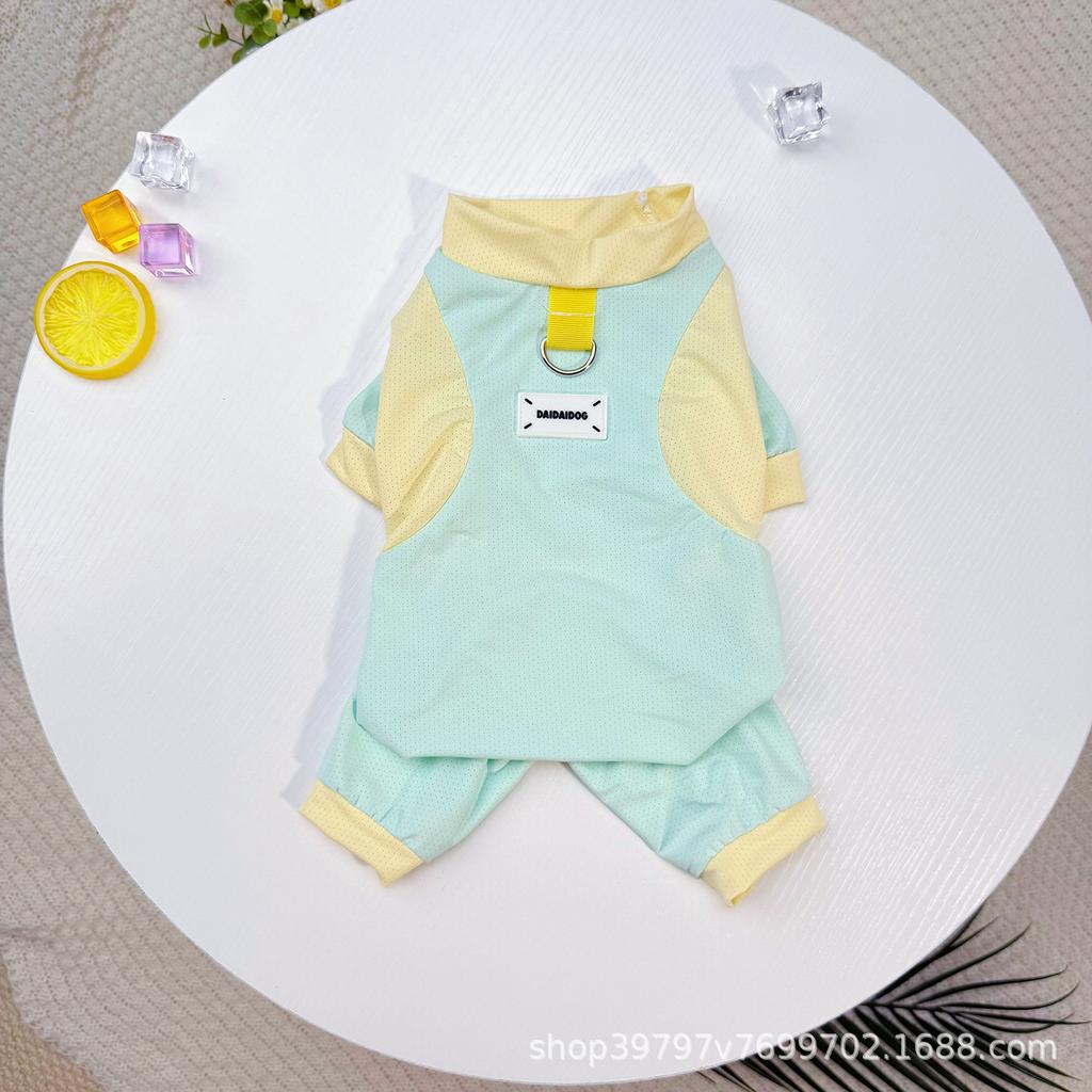 Pet dog clothes spring and summer ice silk cool four-legged clothes mesh than bear teddy cat cool clothes sun protection clothes