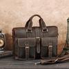Genuine Leather Briefcase Men's Large Capacity One Shoulder Computer Bag Mad Horse Leather Vintage Hand-held Men's Business Bag