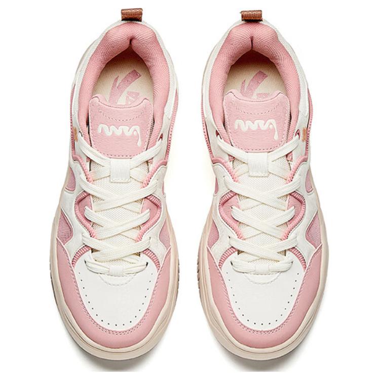Anta Cream Bag Trendy Casual Non-Slip Wear-Resistant Low-Top Skate Shoes Women sneaker White Pink 122528036-2