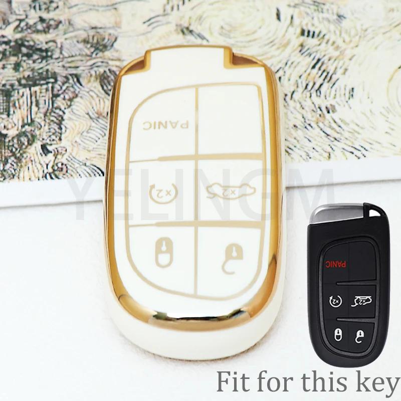 3 5 Buttons Soft Tpu Car Key Case Cover For Jeep Grand Cherokee Dodge Jcuv Dart Journey Chrysler 300C Fiat Remote Fob Keychain