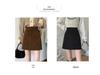 Plus Size Women's Coffee Corduroy A-line Skirt - Autumn/Winter Hip-Hugging Retro Brown Short Skirt