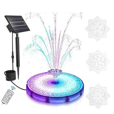 Solar Fountain Light with Remote Control Colorful LED Light Outdoor Solar Bird Bath Fountains for Aquarium Garden Pond