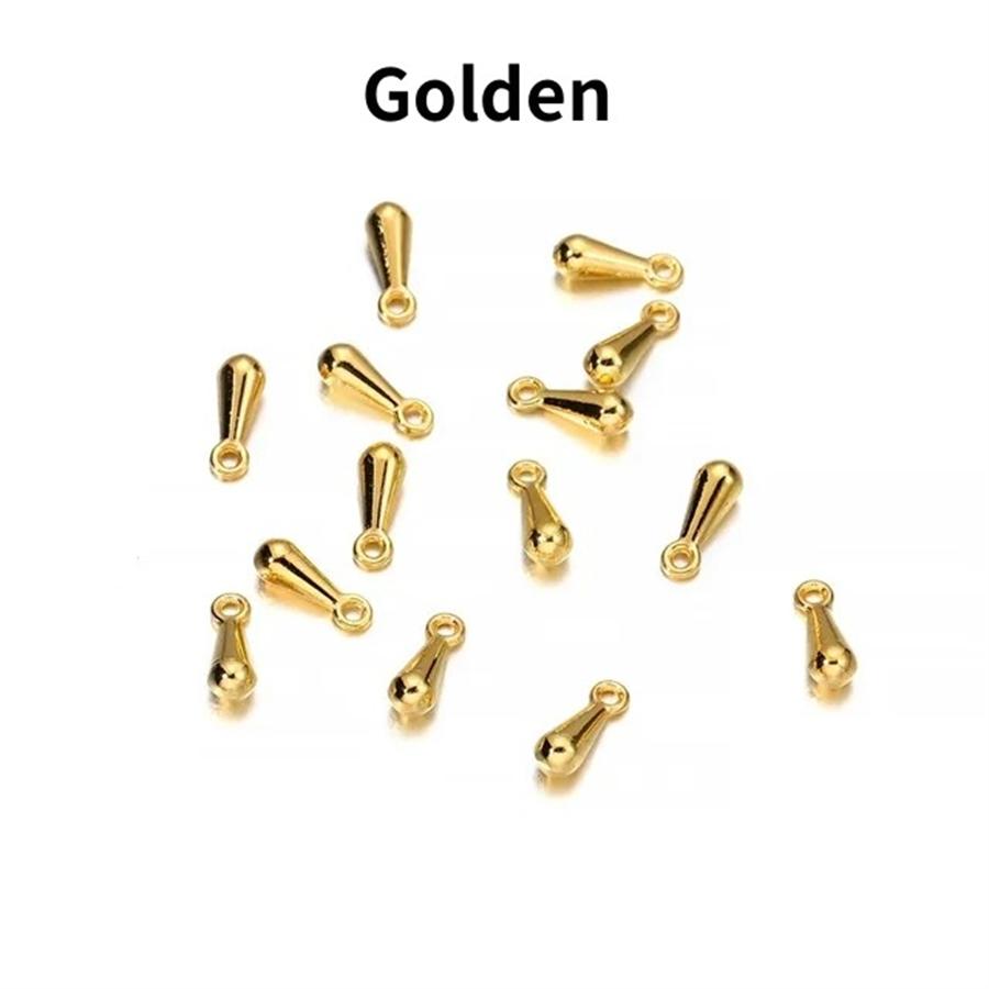 

50Pcs/Lot Golden Old Silvery Water Drop Pendant End Beads 2*7 mm For Tail Extender Chain DIY Jewelry Making Findings Accessories