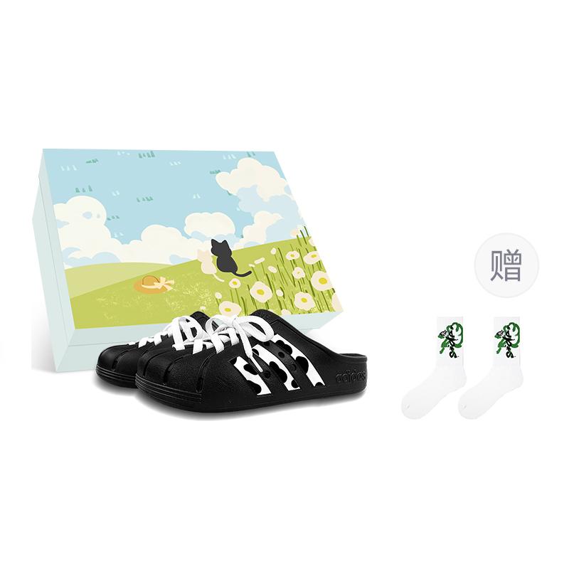 Adidas Adilette Slip Resistant Sports Closed Toe Slippers Unisex Black White GZ5886(Team47-BOX) 38