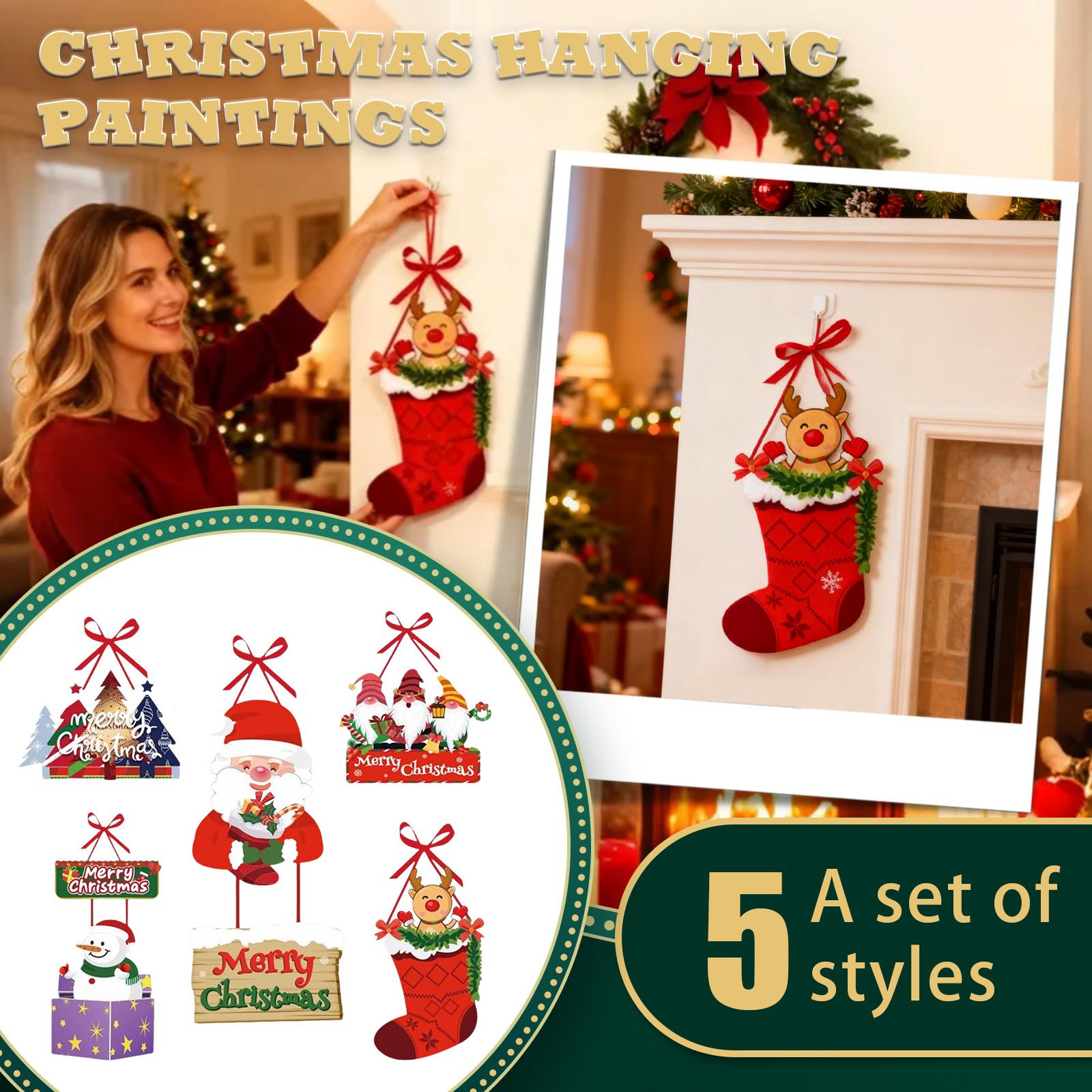 

Christmas Decoration Hanging Painting Set Christmas Door Wall Home Party Decoration Christmas Decoration Indoor And Outdoor One Size красный