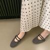 Fashion New Fashion Flock Women Ballet Flats Dance Shoes Round Toe Female Shallow Footwear Buckle Strap Ladies Mary Janes Flats Shoes