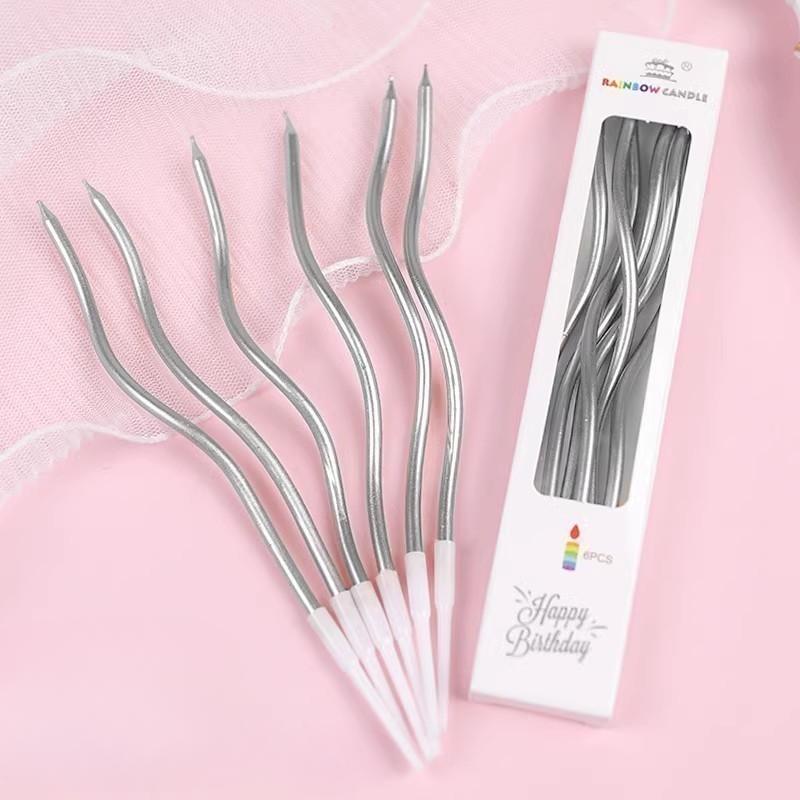 Cake Decoration Plugins, Ornaments, Vintage Curved Candles, Birthday Parties, Baking, Five Colors, Electroplating, Curved Candles