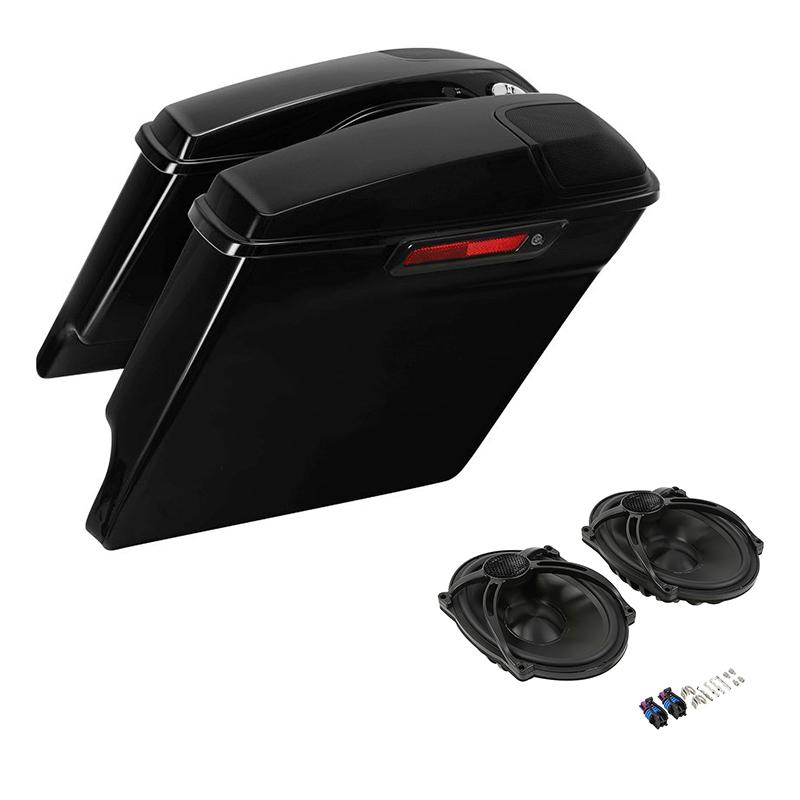Motorcycle 5" Stretched Extended Saddlebags Speaker Grill For Harley Touring Road King Road Glide Street Glide 2014-2025