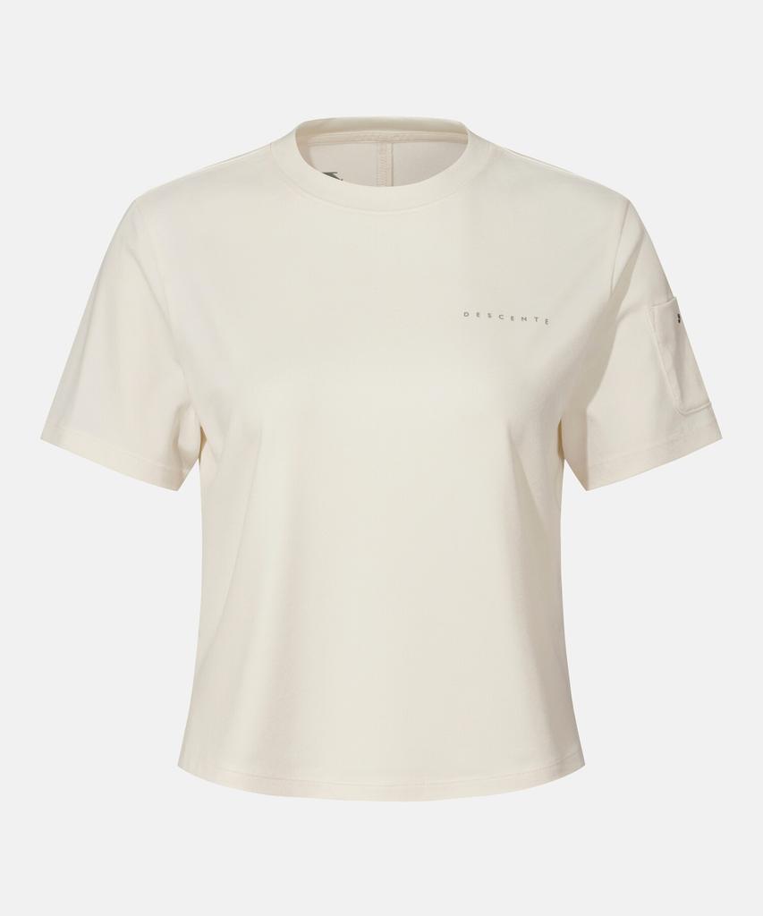 DESCENTE Women'S Pocket Comfort Fit Short Sleeve T-Shirt Ivory Sr322Pts74
