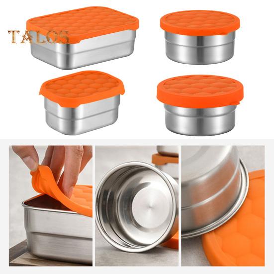 Stainless Steel Snack Containers for Kids Leak Proof Toddler Food Container with Silicone Lids Stackable Metal Lunch Box for School And Daycare