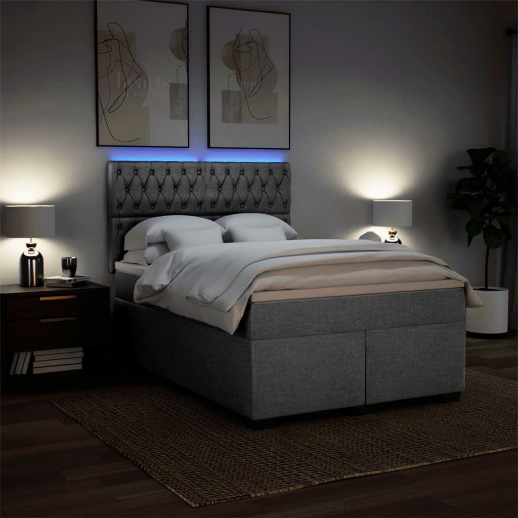 Vidaxl Letto Continentale Con Materasso, Grigio Chiaro, Tessuto, 140X190Cm