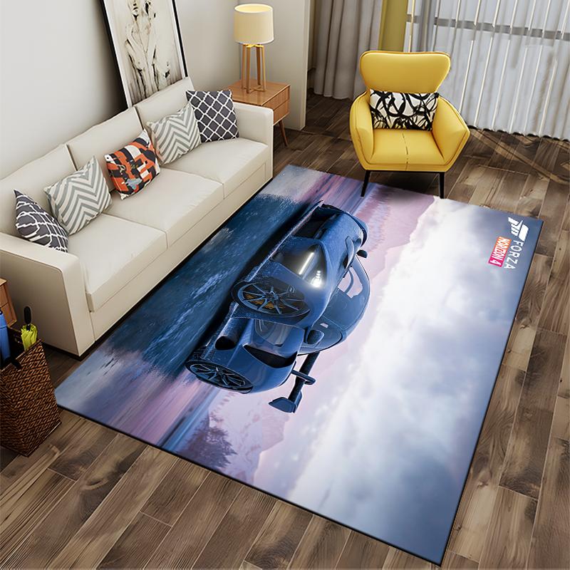 Forza Horizon 4 Sports Car Design Rug Non-slip rug suitable for living room and bedroom sofas.