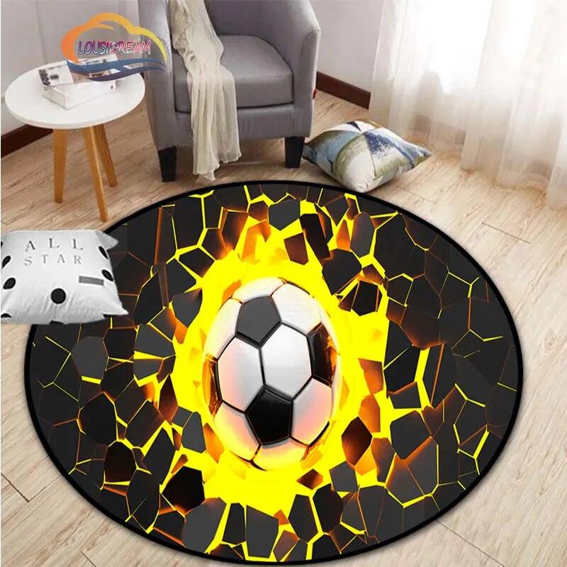 Εικόνες ποδοσφαίρου χαλί κινουμένων σχεδίων ποδοσφαίρου διακόσμηση σαλονιού στρογγυλή καρέκλα κρεβατιού χαλάκι σπίτι πόρτα εισόδου παιδιά