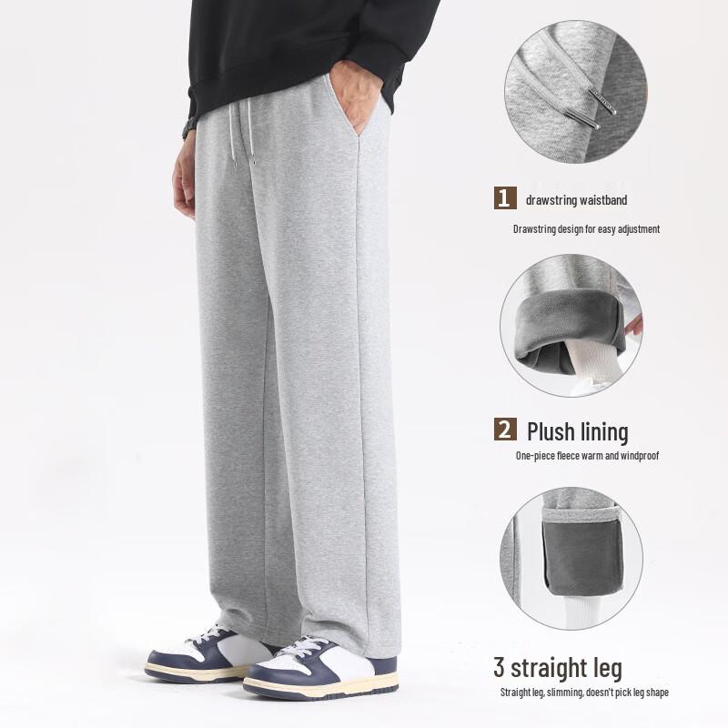 MINISO Men's Winter Fleece-Lined Straight Leg Casual Pants