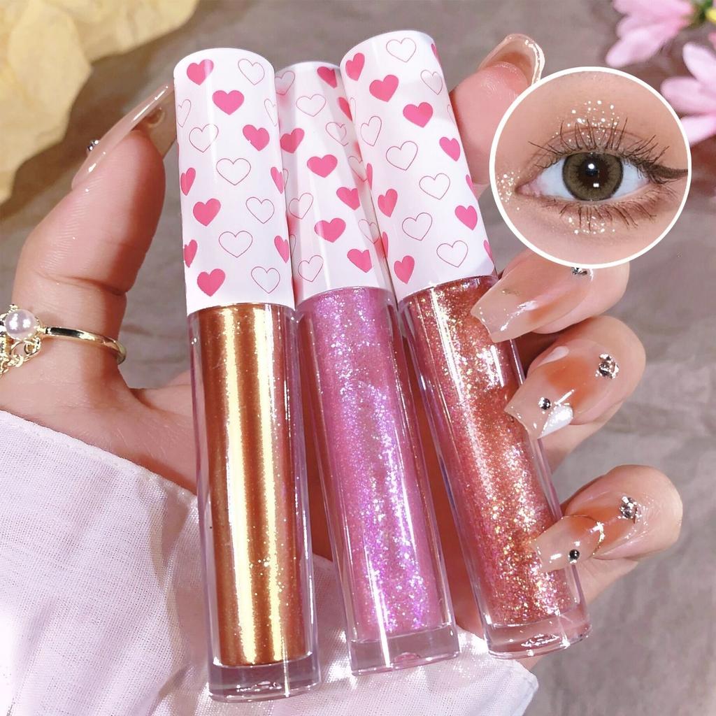 1Pcs Ultra Shiny Liquid Eyeshadow Highlighter Waterproof Long-lasting Sheet Monochrome Glitters Enhances Silkworm Eyeshadow Pink