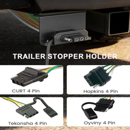 Trailer Mounting Bracket Easy Installation 4-Pin Trailer Connector with Screws Rust-Proof Carbon Steel Mounting Hardware