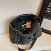 Denim tote bag fashion casual portable shoulder bag large capacity literary commuter bag women