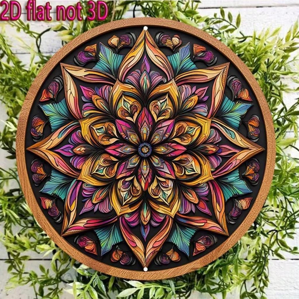 Vibrant Kaleidoscope Petal Metal Wall Art 20cm Round Iron Decor Home Cafe Restaurant Durable Easy Install