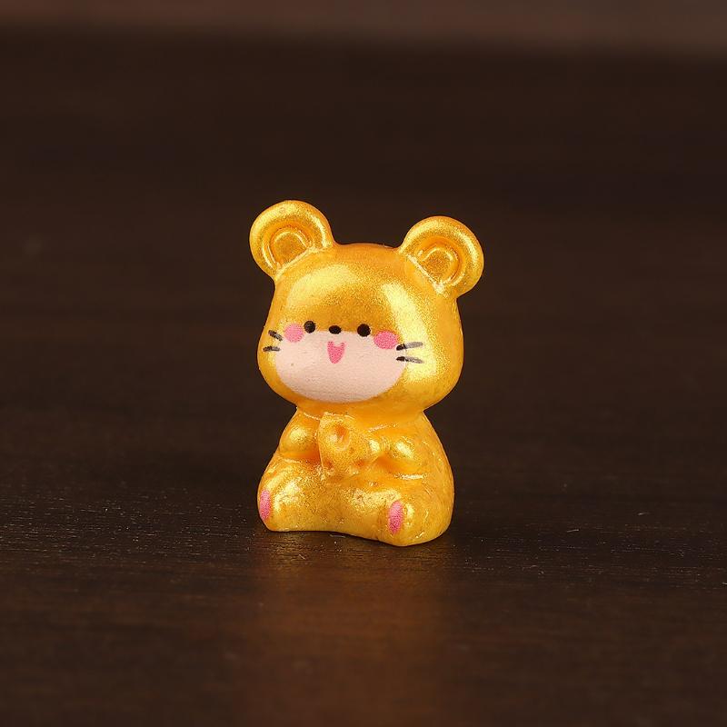 Cartoon Twelve Zodiac Gold Resin Small Ornaments Micro Landscape Creative Home Desktop Office Ornaments Animal Chinese Crafts