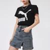 Puma Logo Print Sports Training Crew Neck T-Shirt Women Tops Black 532281-01