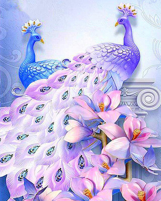5D DIY Diamond Embroidery Full Set Cross Stitch Peacock Full Square Round Diamond Painting Animal Picture Of Rhinestone Decor For Home