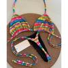 Letters Printed Colorful Mini Thong Bikini Women Swimwear Female Swimsuit Two-pieces Bikini Set Bather Bathing Suit