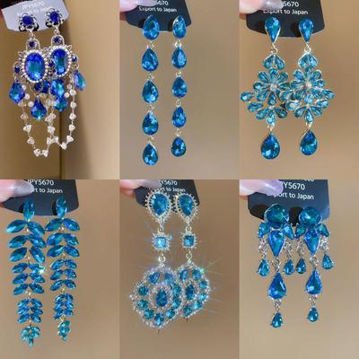 Boucles d'oreilles pendantes coréennes Aiguille d'argent Goutte d'eau Diamant - Puces d'oreilles élégantes et tendance pour femmes
