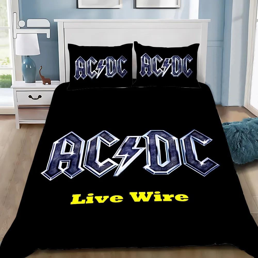Módní povlak na peřinu a povlak na polštář s rockovou kapelou AC/DC, sada povlečení pro dospělé, chlapce, dívky, dekorace do ložnice, jednolůžko, dvoulůžko, velká velikost