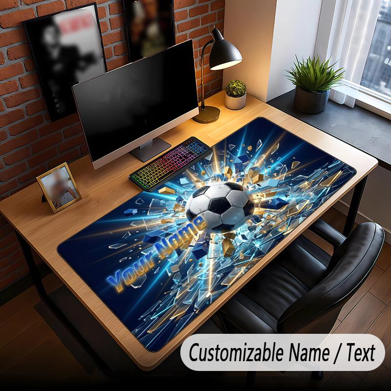 Soccer Theme Custom Mouse Pad Personalized With Name Text Customized Desk Mat For Office Home Decor