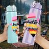 1PC Hello Kindergarten Rainbow Badge Print 750ml Color Plastic Sports Water Bottle Leakproof Flip Straw Lid Suitable for Sports Office Home Use