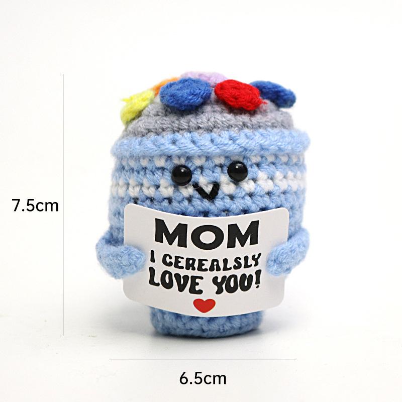 Positive Crochet Dog Doll With Affirmation Card Home Room Decoration Funny Handmade Plush Wool Doll Ornaments Christmas Gifts