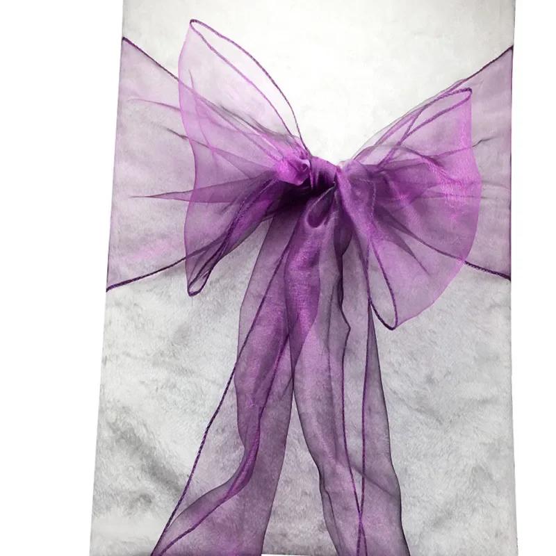 50pcs/100pcs Wedding Chair Sash Ties Crystal Organza Chair Bow Sash Knots For Party Event Banquet Decoration