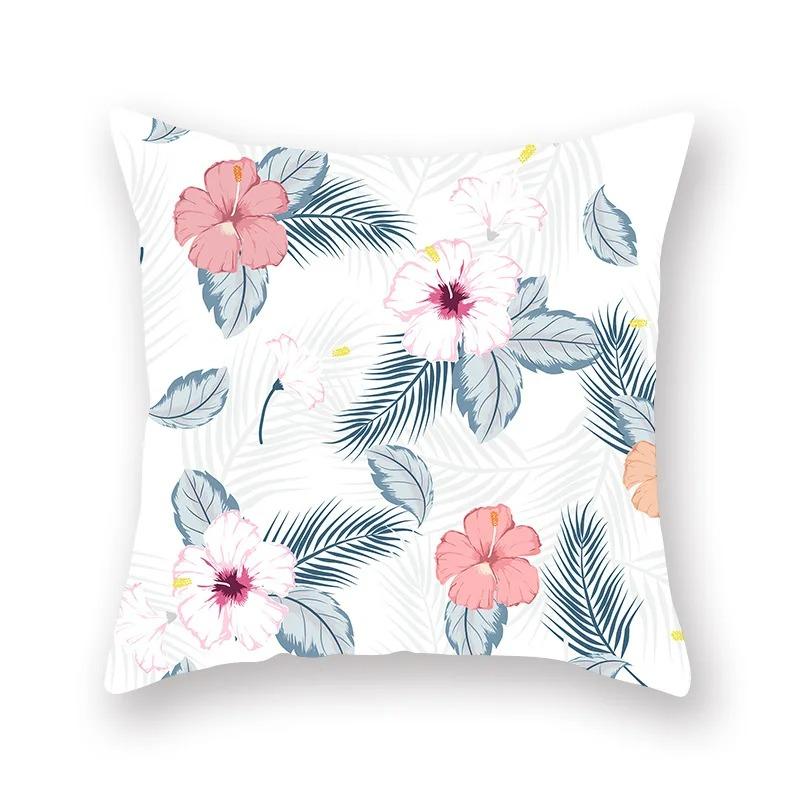 Car Living Room Sofa Cushion Cover Pink Botanical Flower Print Pattern Luxury Home Decor Pillow Cover