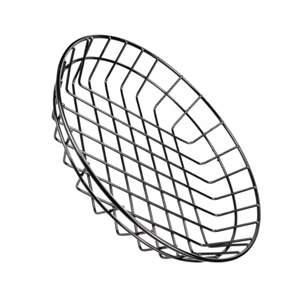 Metal Fries Chips Tapas Basket Holder Caddy Serving Stainless Steel Small, Large - Black, L