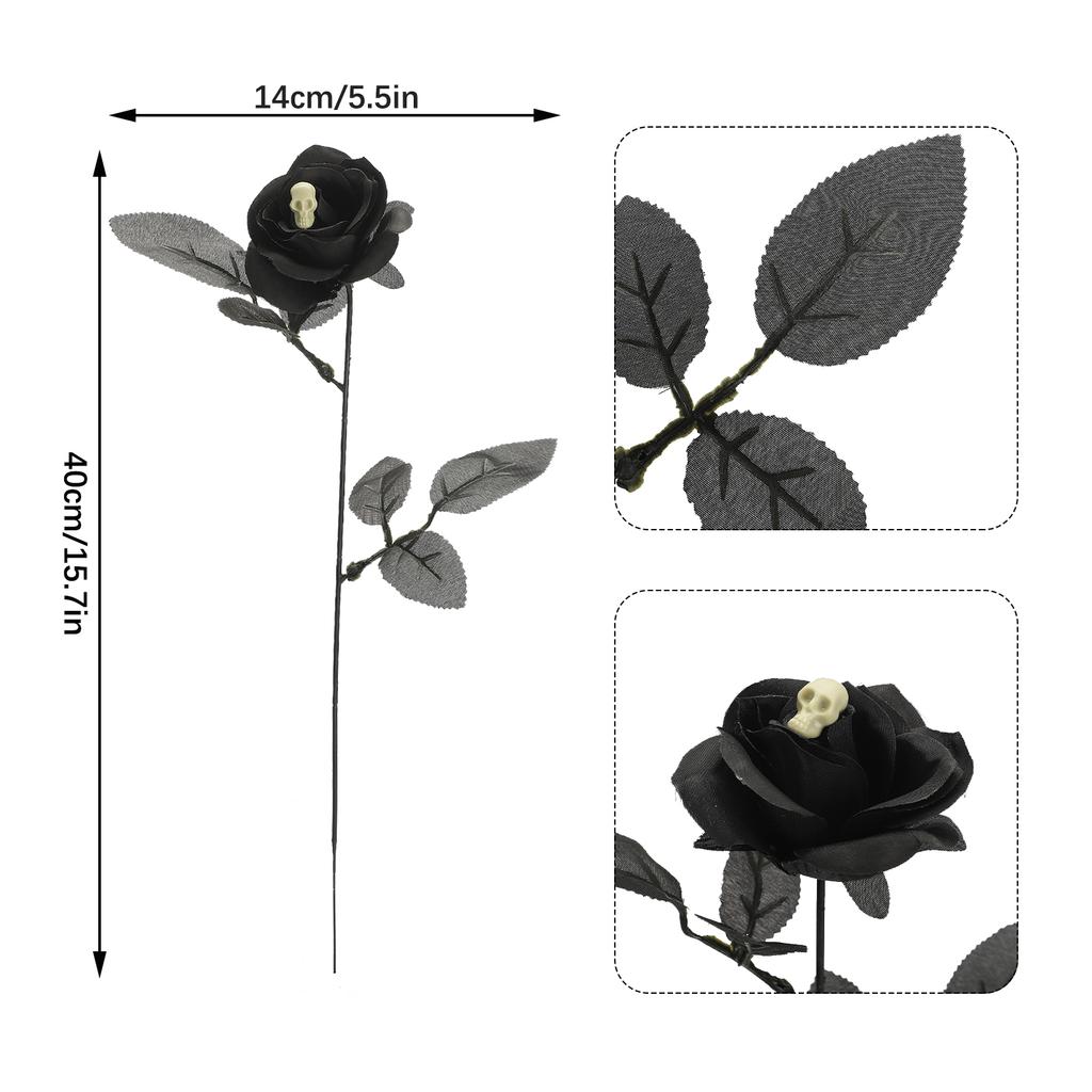 Sztuczna Róża Realistyczna Dekoracyjna Giętka Sztuczny Kwiat z Główką Czaszki na Imprezę Halloweenową