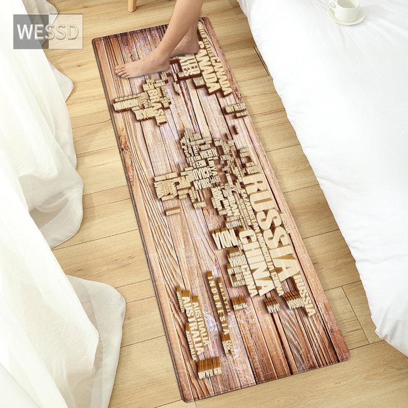 3D World Map Carpet For Bedroom Bedside Mat Anti-slip Kitchen Mat Kids Room Carpet Fashion Bathroom Mat Doormat