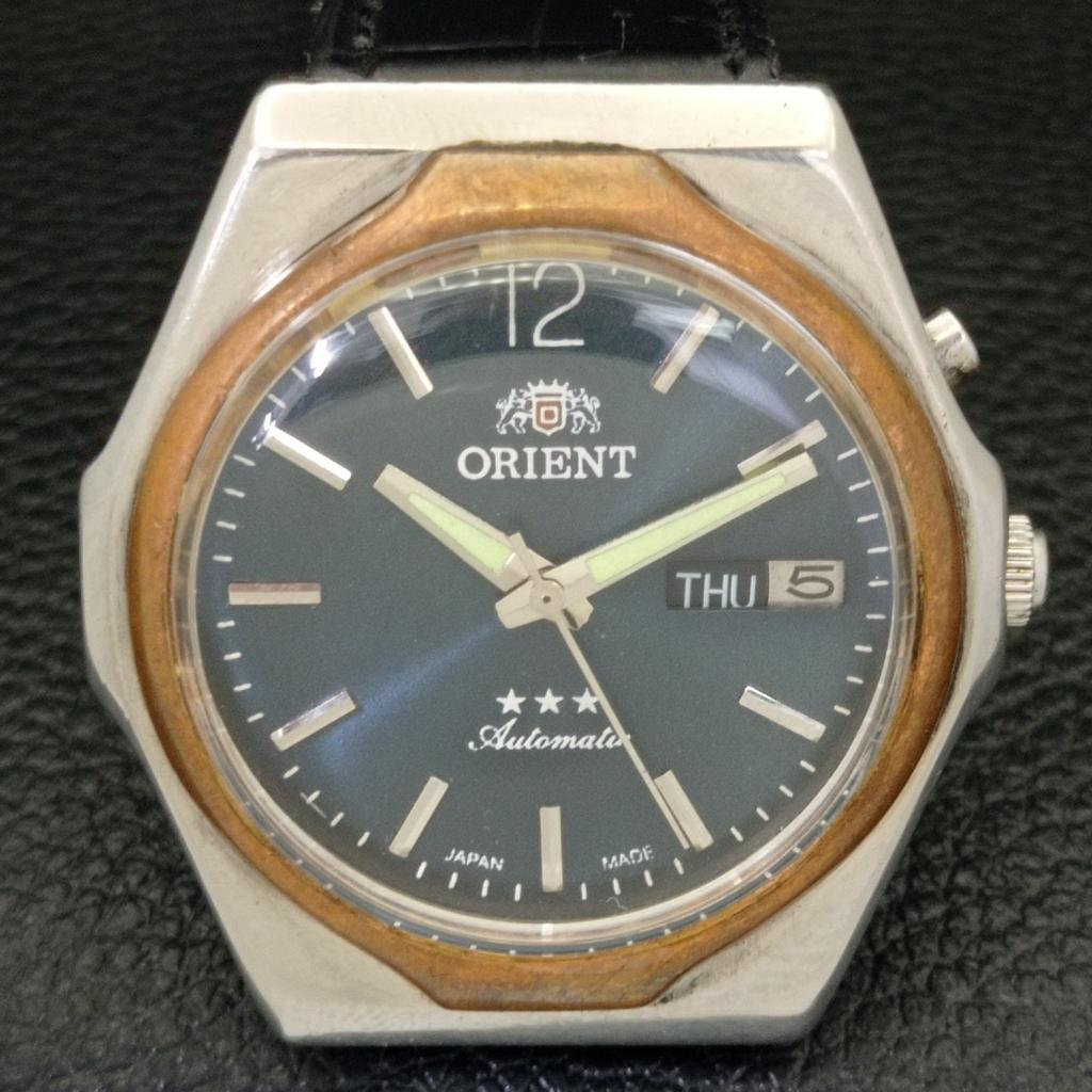 USED MENS ORIENT AUTOMATIC JAPAN 46941 DAY&DATE BLUE COLOR DIAL WATCH A431481-2 R107-a431481
