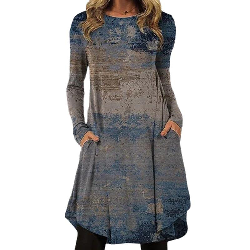 EastRogue Women's Fashion Spring Autumn Long Sleeve O-Neck Casual Dresses