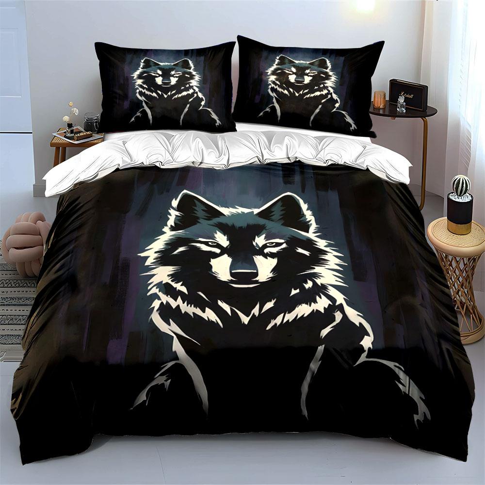 Mystic Wolf Night Design Set Bedding Duvet Cover Set Duvet Cover Pillowcases (1*Duvet Cover 2*Pillowcases, without duvet insert)