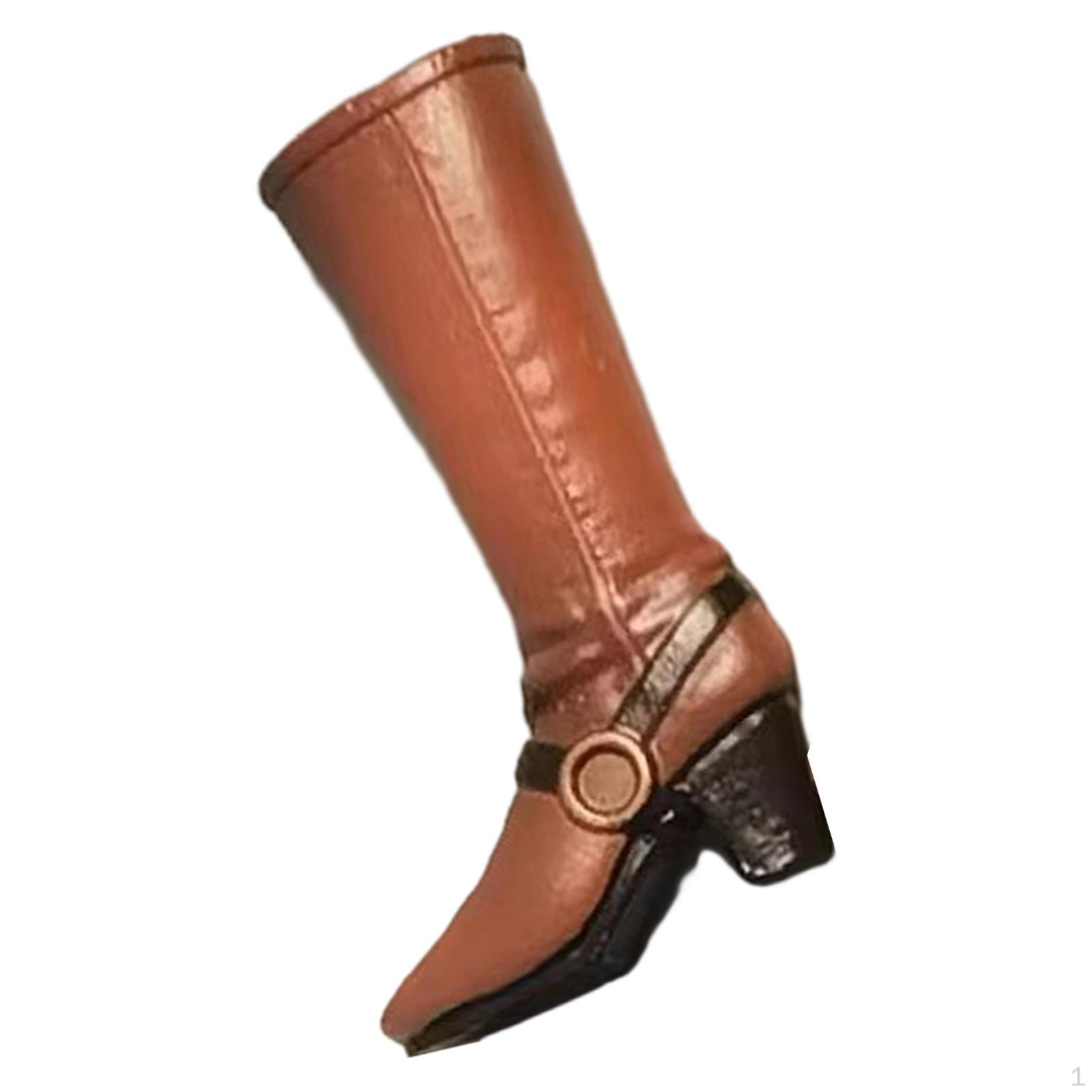 

1/12 Модель жіночих туфель на високих підборах, черевик, каблуки для ляльки, Декор для 6 світло-коричневого кольору