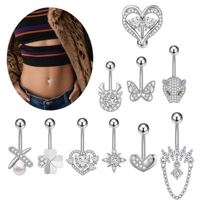 Belly Button Rings Simple Stainless Steel Heart Navel Piercing Barbell For Women Sexy Body Piercing Jewelry Gifts