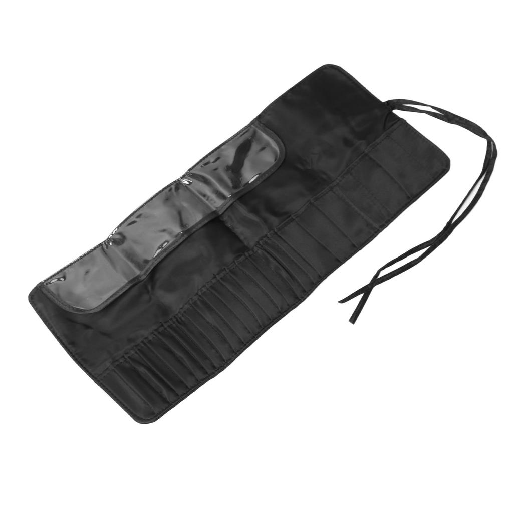 Makeup Brush Case 26 Holes Cosmetic Tool Storage Bag Black Large Capacity Waterproof Travel Makeup