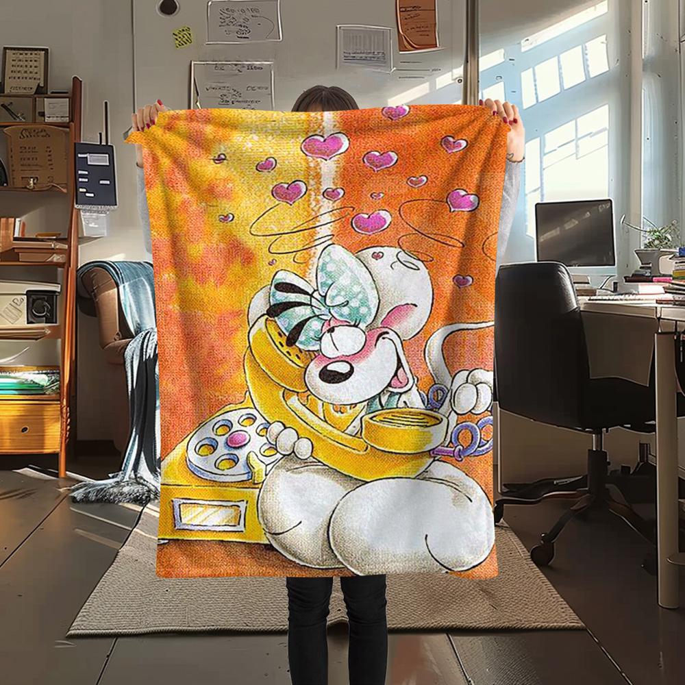 1 Stück Diddl gemusterte Flanelldecke für alle Jahreszeiten geeignet für Heimdekoration Wärme und Komfort Geschenke Feiertagsgeschenk